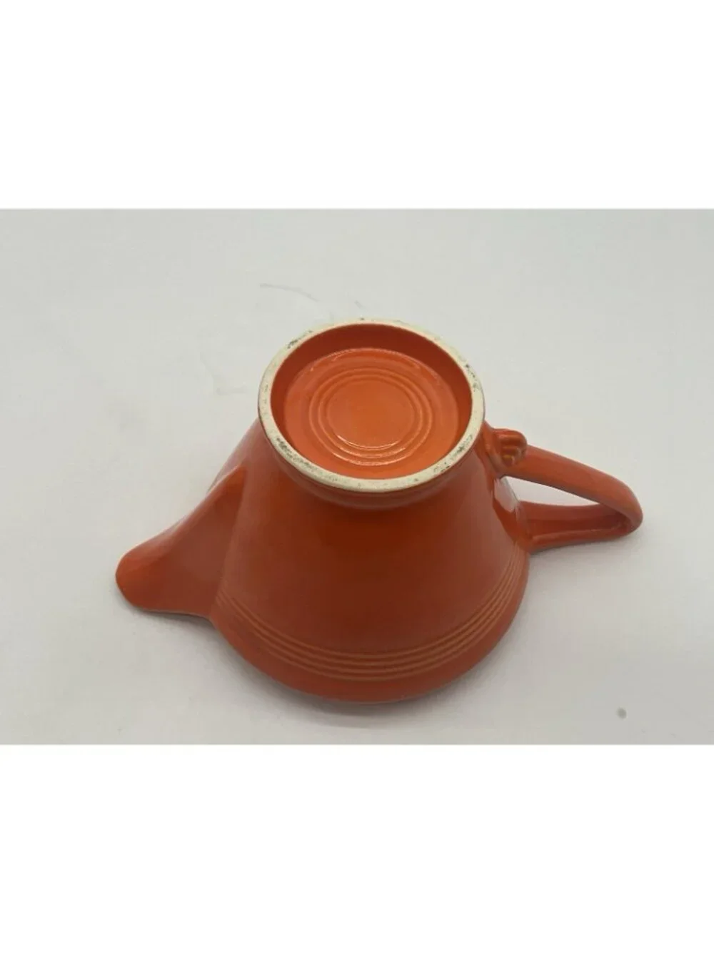 Homer Laughlin Harlequin Creamer and Lidded Sugar Bowl in a Red-Orange Glaze VTG